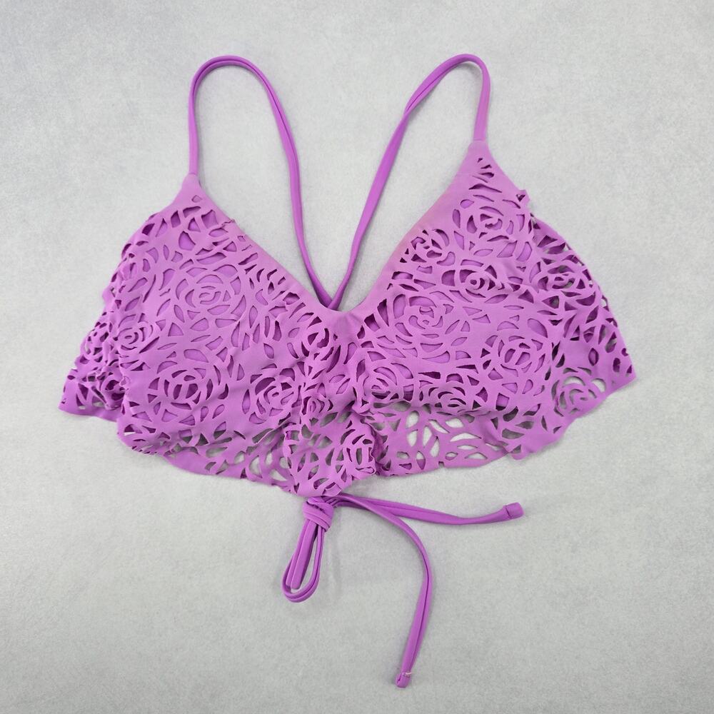Xhilaration Purple Boho Crisscross Cutout Floral Bikini Bra‎ Swim Top S Small